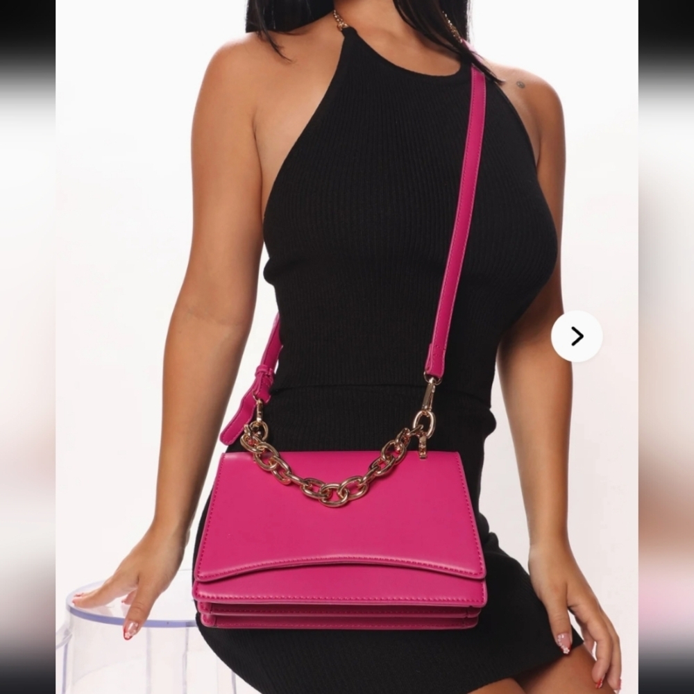 Urban Expressions Hot Pink Crossbody Bag with Gold Chain